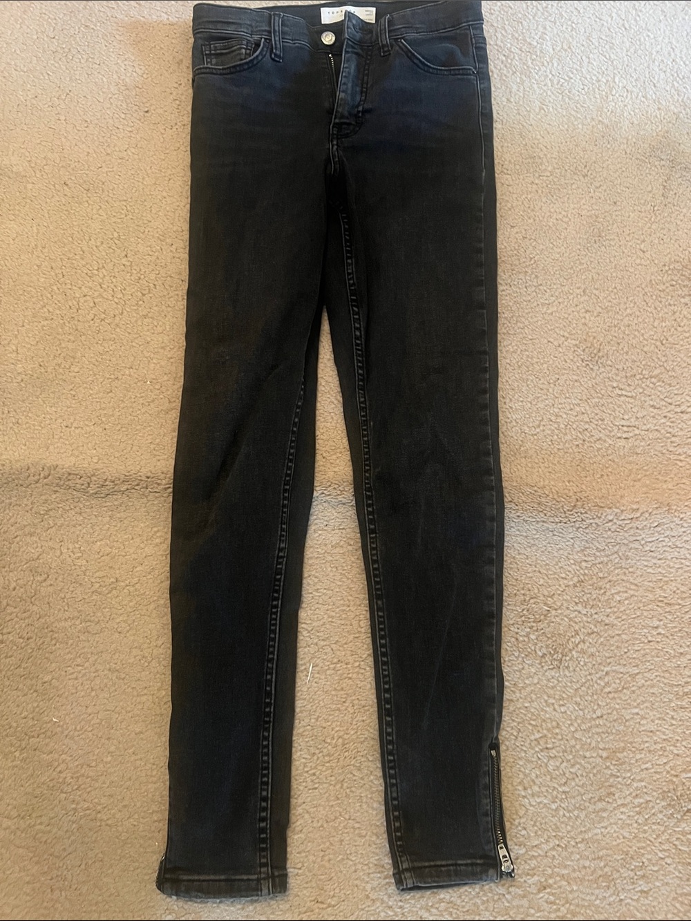 Topshop Black Skinny Jeans with Ankle Zips